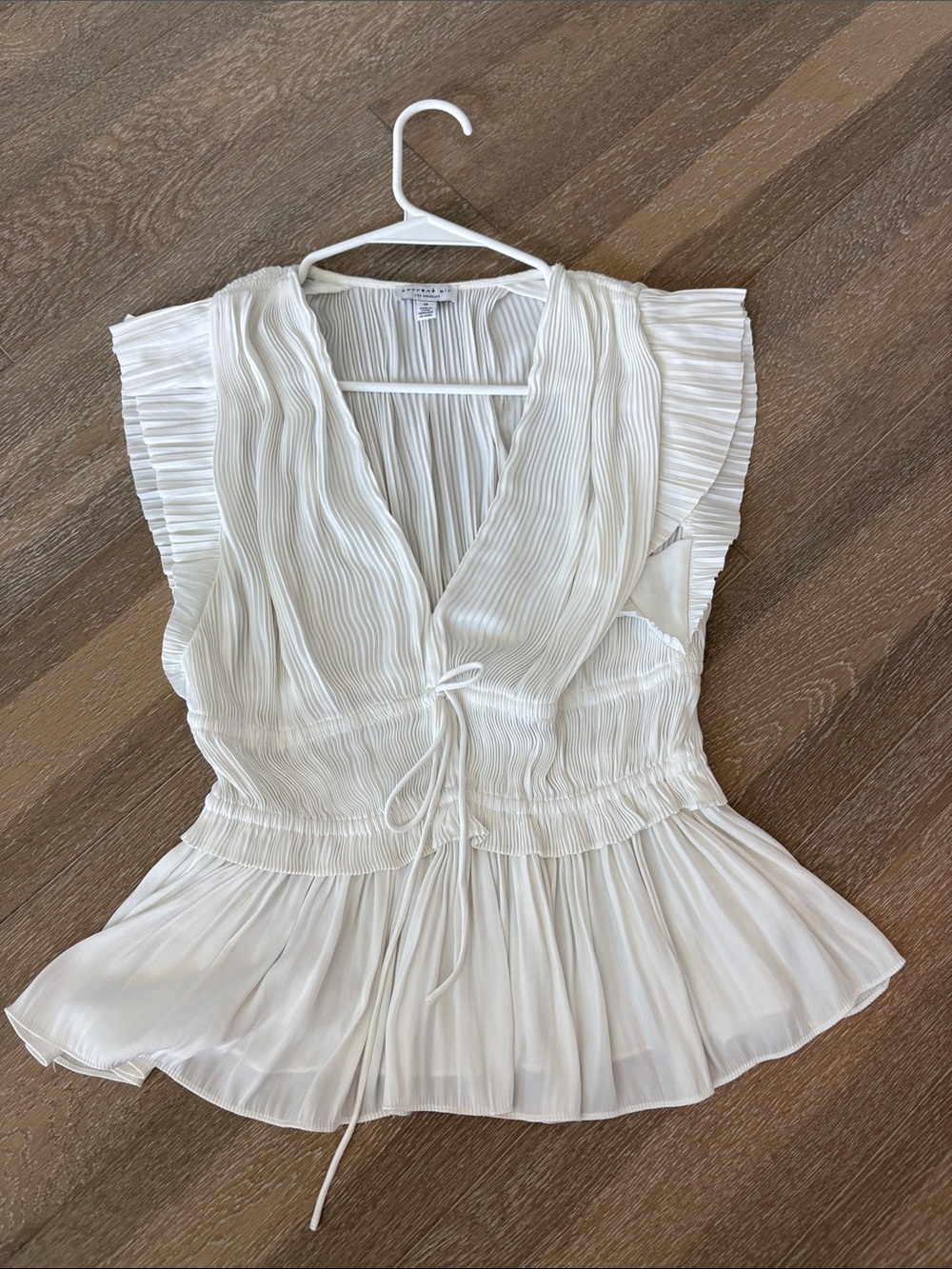 Current Air Pleated Tie-Front White Women's Top
